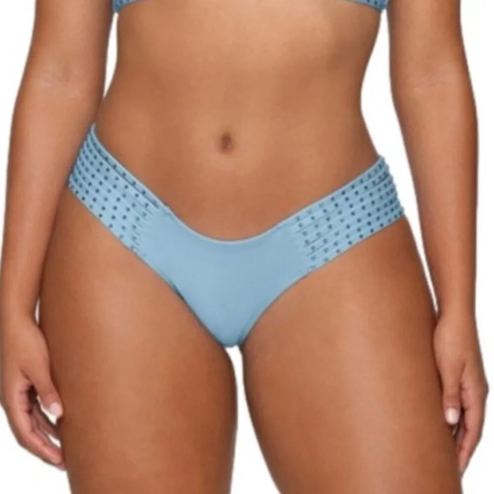 NWT Skims 3X Rhinestone Strappy Bikini Bottom Iris Blue